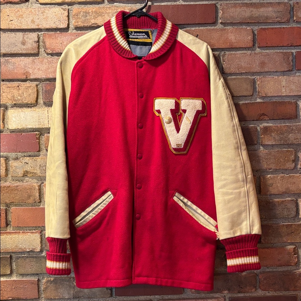 Vintage 1972 Coleman Knitting Mills High School Zip Up Letterman Jacket-40